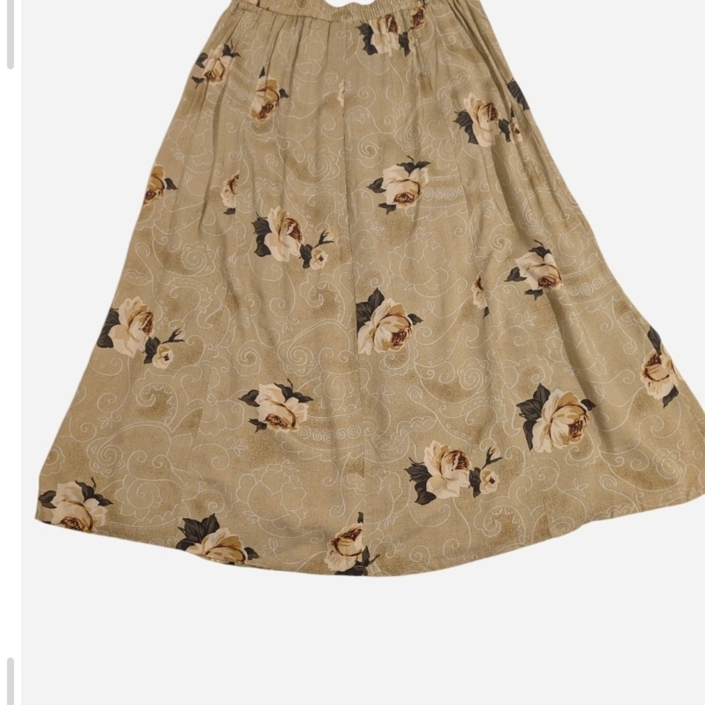 Pre-owned Vintage Floral Beige Maxi Skirt - Picture 3 of 8